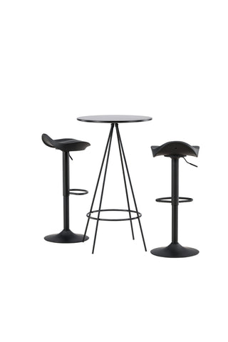 Venture Home Bistro Barbord φ60 - Svart / MDF med faner +Adesto Barstol - Svart / Mattsvart ABS _2