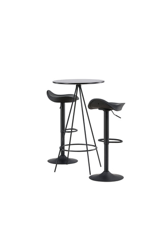 Venture Home Bistro Barbord φ60 - Svart / MDF med faner +Adesto Barstol - Svart / Mattsvart ABS _2