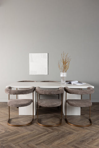 Venture Home Olga Matbord 200*75 - White Wash +Morning Matstol - Svart / Svart Boucle _6