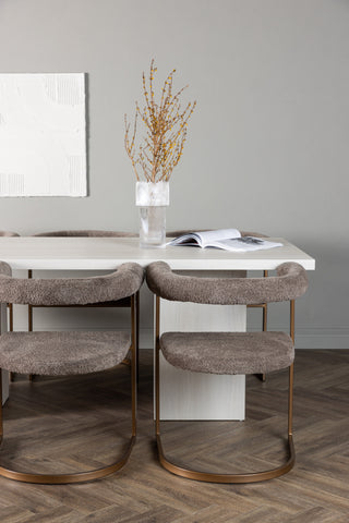 Venture Home Olga Matbord 200*75 - White Wash +Morning Matstol - Svart / Svart Boucle _6