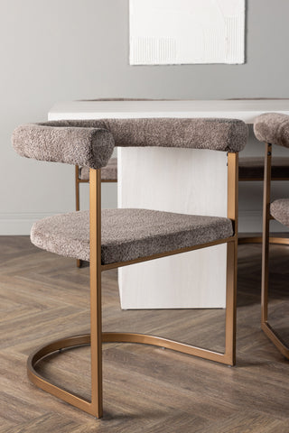 Venture Home Olga Matbord 200*75 - White Wash +Morning Matstol - Svart / Svart Boucle _6