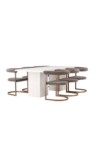 Venture Home Olga Matbord 200*75 - White Wash +Morning Matstol - Svart / Svart Boucle _6
