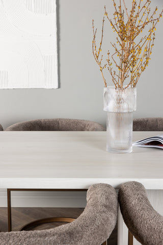 Venture Home Olga Matbord 200*75 - White Wash +Morning Matstol - Svart / Svart Boucle _6