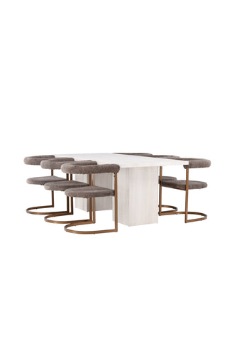 Venture Home Olga Matbord 200*75 - White Wash +Morning Matstol - Svart / Svart Boucle _6