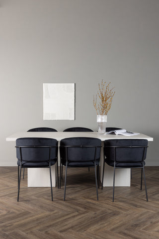 Venture Home Olga Matbord 200*75 - White Wash +Selma Matstol - Svart / Svart Sammet _6