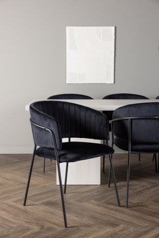 Venture Home Olga Matbord 200*75 - White Wash +Selma Matstol - Svart / Svart Sammet _6