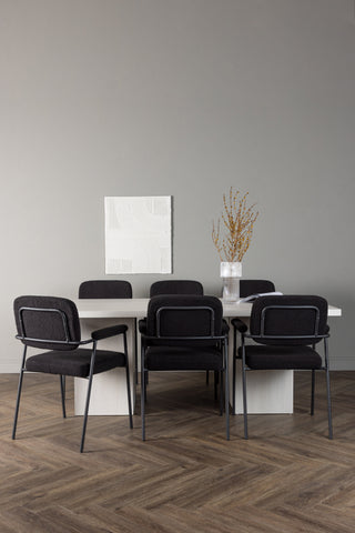 Venture Home Olga Matbord 200*75 - White Wash +Yesterday Matstol - Svart / Svart Boucle _6