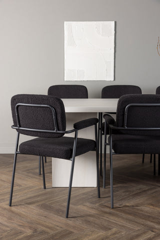 Venture Home Olga Matbord 200*75 - White Wash +Yesterday Matstol - Svart / Svart Boucle _6