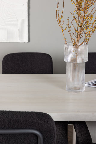 Venture Home Olga Matbord 200*75 - White Wash +Yesterday Matstol - Svart / Svart Boucle _6