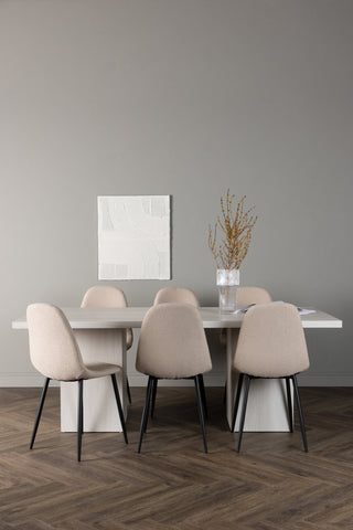 Venture Home Olga Matbord 200*75 - White Wash +Polar Matstol - Svart / Beige Boucle _6