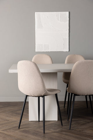 Venture Home Olga Matbord 200*75 - White Wash +Polar Matstol - Svart / Beige Boucle _6