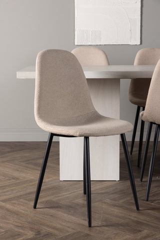 Venture Home Olga Matbord 200*75 - White Wash +Polar Matstol - Svart / Beige Boucle _6