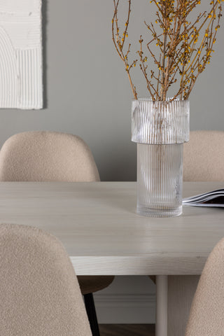Venture Home Olga Matbord 200*75 - White Wash +Polar Matstol - Svart / Beige Boucle _6
