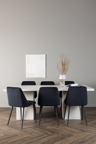 Venture Home Olga Matbord 200*75 - White Wash +Nattmatstol - Svart / Svart sammet _6