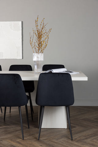 Venture Home Olga Matbord 200*75 - White Wash +Nattmatstol - Svart / Svart sammet _6