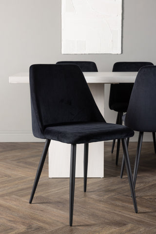 Venture Home Olga Matbord 200*75 - White Wash +Nattmatstol - Svart / Svart sammet _6