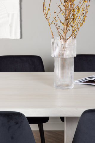 Venture Home Olga Matbord 200*75 - White Wash +Nattmatstol - Svart / Svart sammet _6