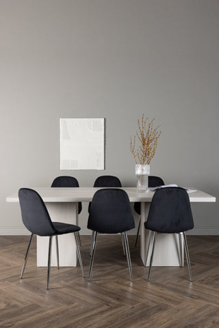 Venture Home Olga Matbord 200*75 - White Wash +Polar Matstol - Black Velvet / Chrome _6