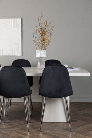 Venture Home Olga Matbord 200*75 - White Wash +Polar Matstol - Black Velvet / Chrome _6