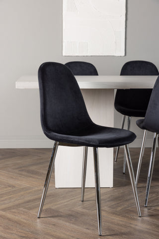 Venture Home Olga Matbord 200*75 - White Wash +Polar Matstol - Black Velvet / Chrome _6