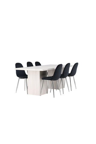 Venture Home Olga Matbord 200*75 - White Wash +Polar Matstol - Black Velvet / Chrome _6