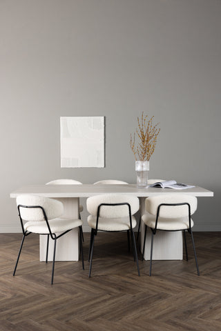 Venture Home Olga Matbord 200*75 - White Wash +Chico Matstol - Svart / Vit Boucle _6