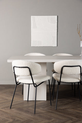 Venture Home Olga Matbord 200*75 - White Wash +Chico Matstol - Svart / Vit Boucle _6