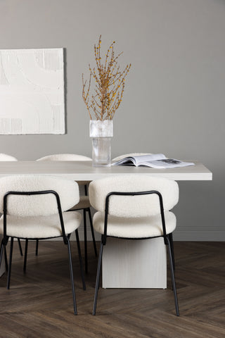 Venture Home Olga Matbord 200*75 - White Wash +Chico Matstol - Svart / Vit Boucle _6