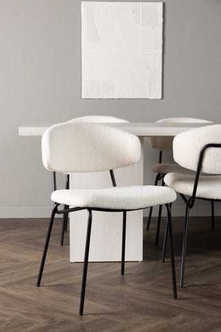 Venture Home Olga Matbord 200*75 - White Wash +Chico Matstol - Svart / Vit Boucle _6