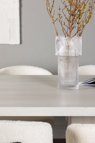 Venture Home Olga Matbord 200*75 - White Wash +Chico Matstol - Svart / Vit Boucle _6