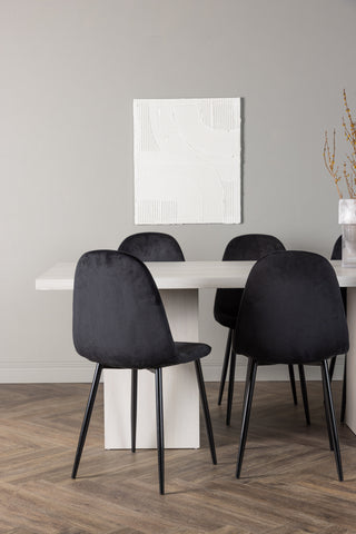 Venture Home Olga Matbord 200*75 - White Wash +Polar Matstol - Svarta ben / Black Velvet _6