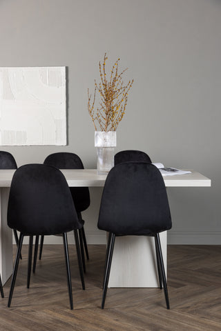 Venture Home Olga Matbord 200*75 - White Wash +Polar Matstol - Svarta ben / Black Velvet _6