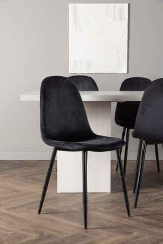 Venture Home Olga Matbord 200*75 - White Wash +Polar Matstol - Svarta ben / Black Velvet _6
