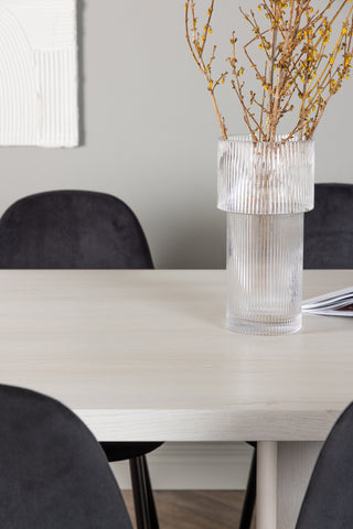 Venture Home Olga Matbord 200*75 - White Wash +Polar Matstol - Svarta ben / Black Velvet _6