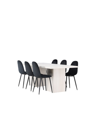 Venture Home Olga Matbord 200*75 - White Wash +Polar Matstol - Svarta ben / Black Velvet _6