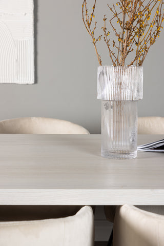 Venture Home Olga Matbord 200*75 - White Wash +Berit Stol - Svart / Beige Sammet _6