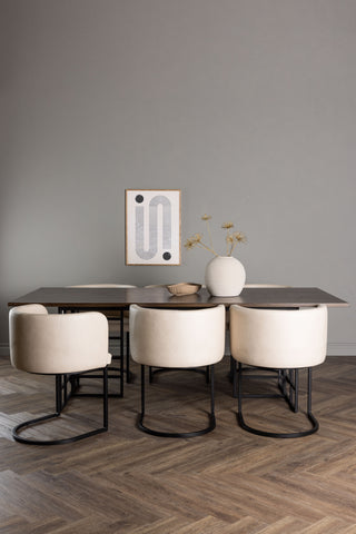 Venture Home Ystad Matbord - Svart / Mocca Ekfaner +Simrishman Matstol - Svart / Beige TC-tyg _6