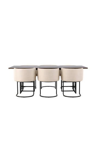 Venture Home Ystad Matbord - Svart / Mocca Ekfaner +Simrishman Matstol - Svart / Beige TC-tyg _6