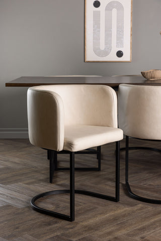 Venture Home Ystad Matbord - Svart / Mocca Ekfaner +Simrishman Matstol - Svart / Beige TC-tyg _6