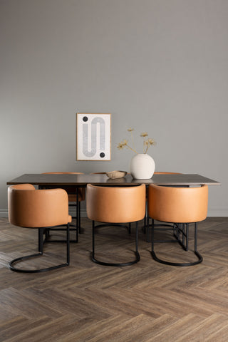 Venture Home Ystad Matbord - Svart / Mocca Ekfaner +Simrishman Matstol - Svart / Brun TC-tyg _6