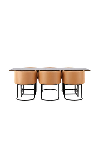 Venture Home Ystad Matbord - Svart / Mocca Ekfaner +Simrishman Matstol - Svart / Brun TC-tyg _6