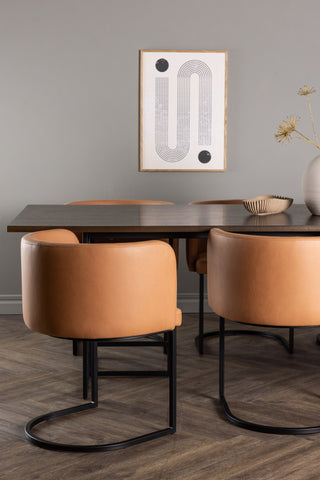 Venture Home Ystad Matbord - Svart / Mocca Ekfaner +Simrishman Matstol - Svart / Brun TC-tyg _6