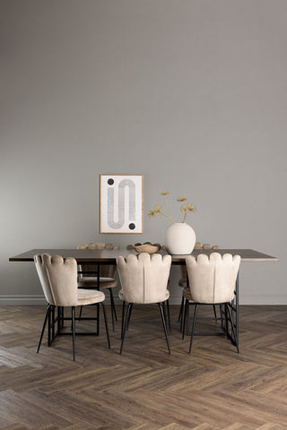 Venture Home Ystad Matbord - Svart / Mocca Ekfaner +Limhamn Ljusstol - Svart / Beige Sammet _6