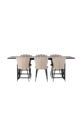 Venture Home Ystad Matbord - Svart / Mocca Ekfaner +Limhamn Ljusstol - Svart / Beige Sammet _6