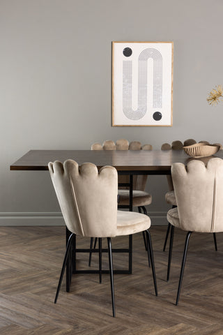 Venture Home Ystad Matbord - Svart / Mocca Ekfaner +Limhamn Ljusstol - Svart / Beige Sammet _6