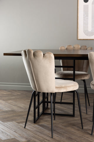 Venture Home Ystad Matbord - Svart / Mocca Ekfaner +Limhamn Ljusstol - Svart / Beige Sammet _6