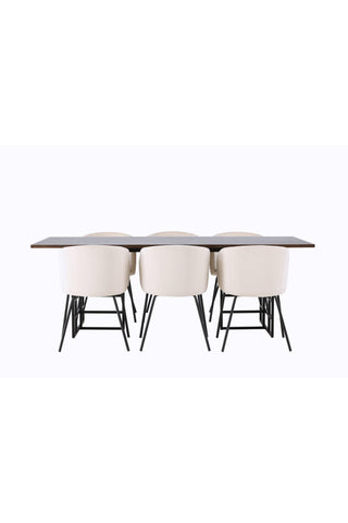 Venture Home Ystad Matbord - Svart / Mocca Ekfaner +Berit Stol - Svart / Beige Sammet _6