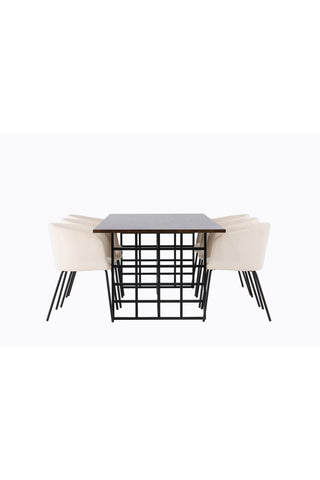 Venture Home Ystad Matbord - Svart / Mocca Ekfaner +Berit Stol - Svart / Beige Sammet _6