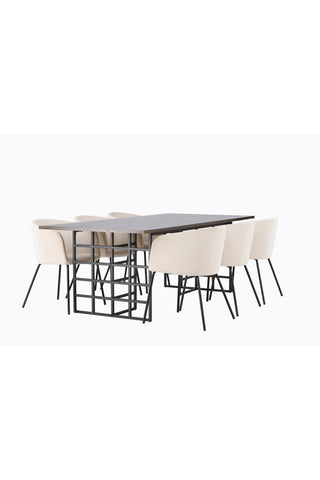 Venture Home Ystad Matbord - Svart / Mocca Ekfaner +Berit Stol - Svart / Beige Sammet _6