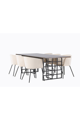 Venture Home Ystad Matbord - Svart / Mocca Ekfaner +Berit Stol - Svart / Beige Sammet _6